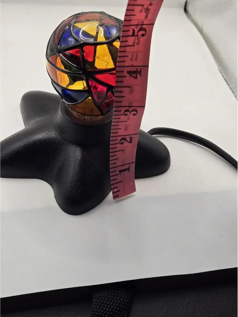Vtg 2003 GE Stained Glass Light Bulb Y2K Mosaic Novelty Black Star Base